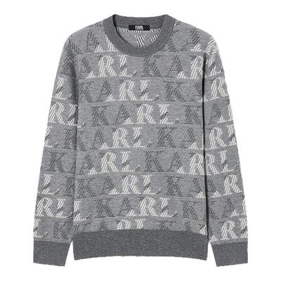 KARL LAGERFELD【100%绵羊毛】25秋季新品满版提花羊毛衫男老佛爷