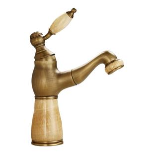 欧式金色抽拉全铜冷热水龙头洗脸盆卫生间洗脸池面盆玉石仿古龙头