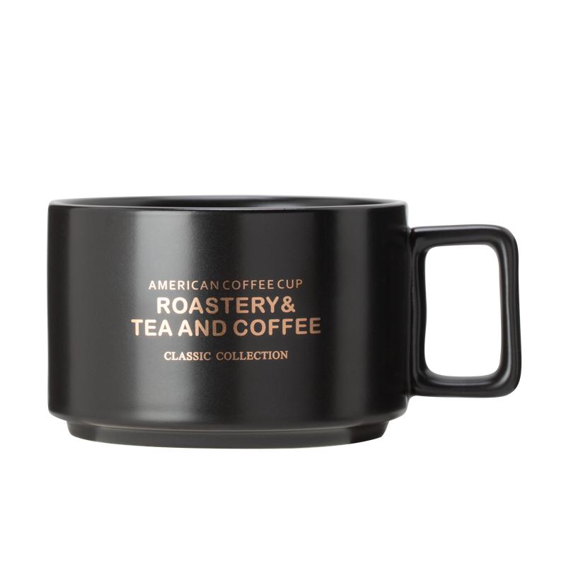 美式咖啡杯陶瓷杯配笔记本胡桃木咖啡杯