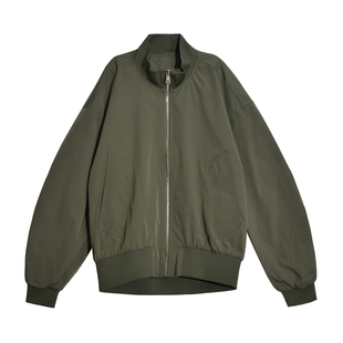 美式复古军绿色飞行员夹克女款春季立领外套棒球服中性风酷感穿搭