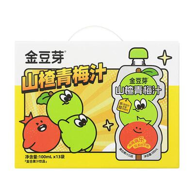 金豆芽山楂青梅汁健康100ml*13袋
