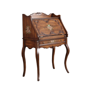 胡桃色翻盖美式秘书柜折叠书架笔记本电脑桌门厅玄关柜轻奢化妆桌