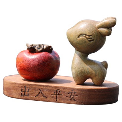 柿柿如意一鹿平安出入汽车摆件中控台2025新款男女士车内装饰品