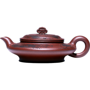 和泥有缘 宜兴紫砂壶纯全手工原矿紫泥刻绘泡茶壶茶具套装 水扁