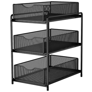 橱柜内分层置物架厨房抽拉式多层收纳架下水槽深柜改造多功能拉篮