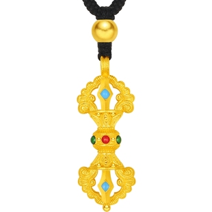 潮宏基臻金弘金刚杵足金项链古法珐琅黄金坠链吊坠计价生日礼物