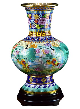 北京景泰蓝花瓶15寸百鸟朝凤摆件