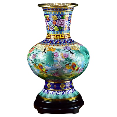 北京景泰蓝花瓶15寸百鸟朝凤摆件