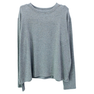 2025年春秋新款简约百搭高弹咖色长袖t恤慵懒纯色打底衫宽松上衣