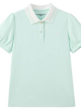 eland kids衣恋童装女童T恤26夏新品学院风短袖多巴胺翻领POLO衫