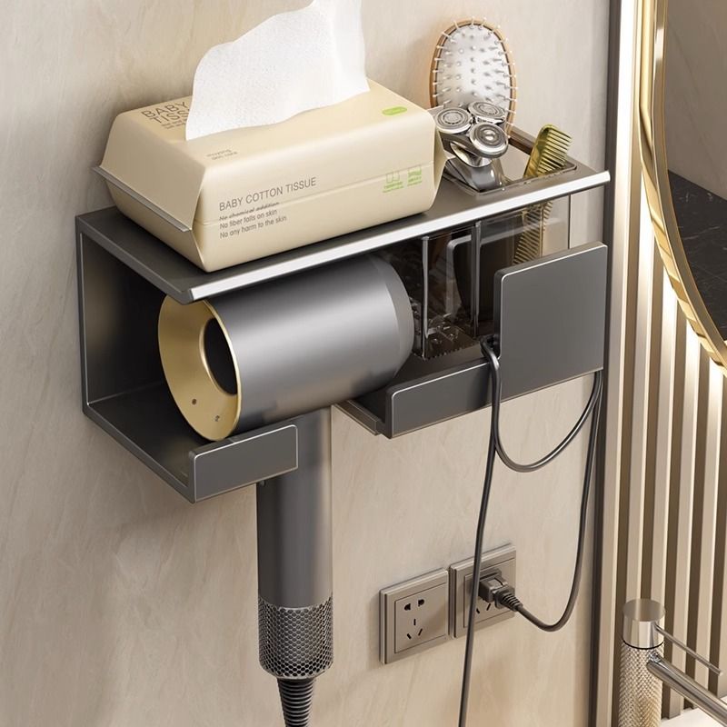 吹风机置物架免打孔卫生间壁挂式电吹风挂架筒风浴室支架架子收纳