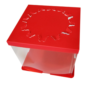 红色透明蛋糕盒14寸16寸双层加高生日蛋糕花馍馍寿桃包装盒子定制