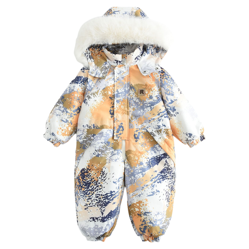 薄款加绒宝宝连体衣连身衣儿童滑雪服棉服保暖防风爬服连帽外出服