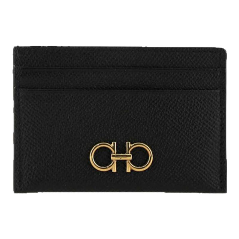 Ferragamo/菲拉格慕新款马蹄扣装饰黑色卡片夹220007 742164