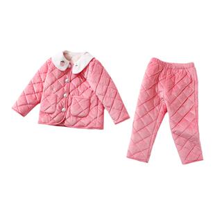 女童棉服两件套儿童冬装小童冬季棉袄宝宝加绒加厚保暖棉裤套装