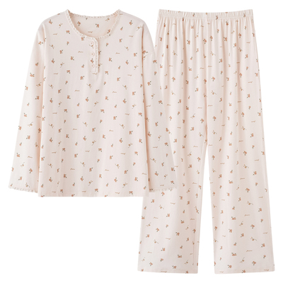 纯棉可外穿睡衣女款春秋款2025新款冬秋季家居服套装女士全棉长袖