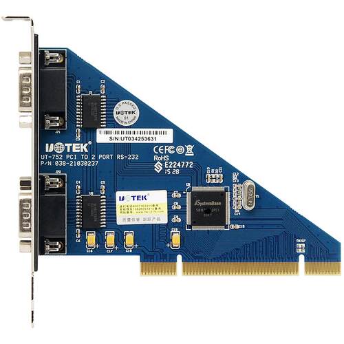 UT-752宇泰PCI转2口rs232串口卡 9针COM口电脑串口扩展多串口卡工业级双串口数据传输DB9P公头 PCI串口卡