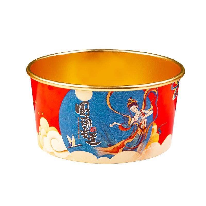 国潮金箔牛皮纸打包盒沙拉碗定制