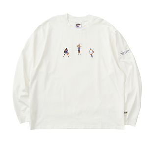 Battles 纽约尼克斯篮球长袖T恤刺绣纯棉美式复古宽松休闲多色