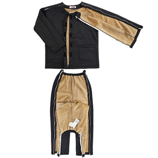 冬卧床病人全开式加厚护理服男女瘫痪针灸老人易穿脱保暖棉衣棉裤