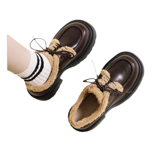 环球厚底黑色乐福鞋女款2025新款秋季学院小皮鞋一脚蹬配裙子单鞋