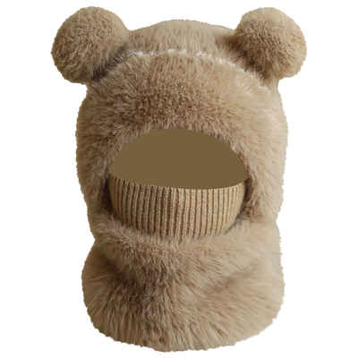 儿童帽子围脖口罩一体帽护耳冬季