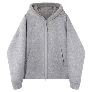 COCO ZONE 刘 一一 “肯豆女孩”羊毛混纺拉链连帽外套 CD1A1690