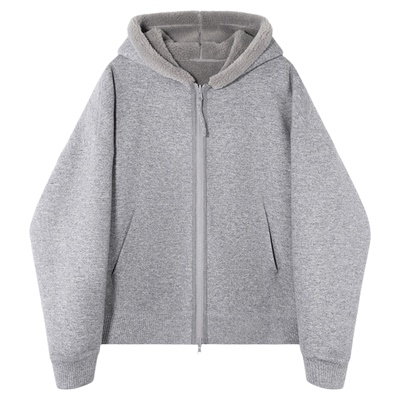 COCO ZONE 刘 一一 “肯豆女孩”羊毛混纺拉链连帽外套 CD1A1690