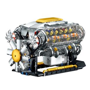V8多缸发动机积木模型摆件汽车引擎玩具手办拼装高难度男孩男生