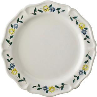 日本进口Studio M复古陶瓷餐盘日式花形盘子椭圆深汤盘高脚点心盘