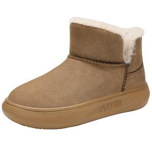 足力健老人鞋官方旗舰店正品中老年妈妈冬季加绒棉鞋保暖雪地靴女