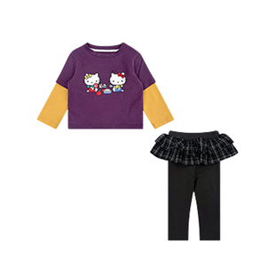 2025秋季新品女宝KT猫就看见上衣花边打底裤套装婴幼儿外出两件套