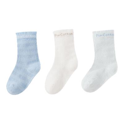 全棉时代婴儿袜子纯棉中长筒3双