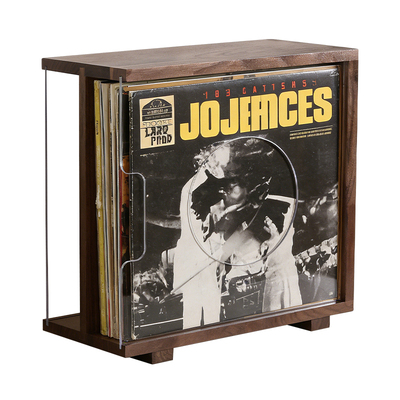 黑胡桃桌面免装防尘黑胶LP唱片架