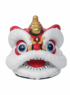 中国风红色狮子头舞狮醒狮摆件