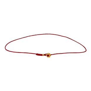 巨细纯手工编织本命年黄金足金999小梅花小隔片素红绳手链脚链女