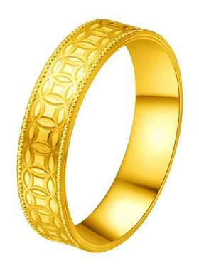 越南沙金腰缠万贯戒指男久不掉色仿真黄金钱币指环金店同款戒指女