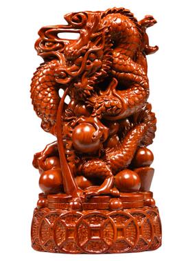 花梨实木雕刻龙摆件红木工艺品