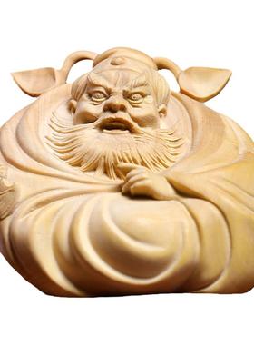天然黄杨木桌面摆件钟馗手把件
