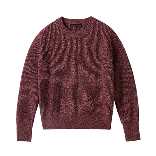 23区日系秋季通勤宽松羊毛羊绒混纺圆领针织毛衣编织毛衫商场同款