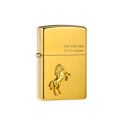 zippo打火机镜面贴章福运金马