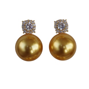 CNY南洋金珠戴妃珍珠耳钉仿海水珠高级感新年过年首饰耳饰