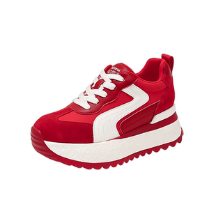 SENMA/森马女鞋2025新款百搭红色德训鞋厚底增高休闲板鞋国货防滑