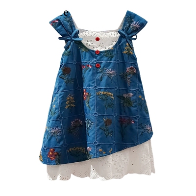 法国轻奢童装女童夏季连衣裙时髦儿童公主背心裙宝宝新款碎花吊带