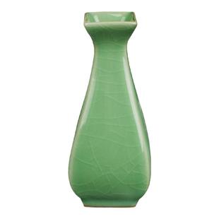 精品青瓷花瓶创意摆件个性时尚小花器家居装饰小方瓶子花插花器
