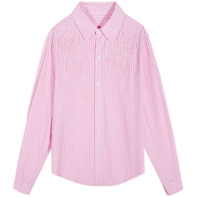 落落狷介长袖条纹宽松衬衫女