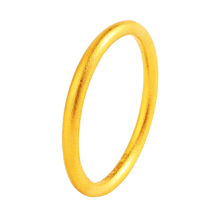 古法黄金戒指999足金素圈细款小克重叠戴情侣一对实心按克纯金女