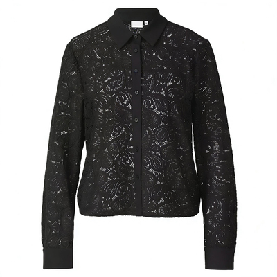 欧美宽松性感刺绣蕾丝显瘦衬衫