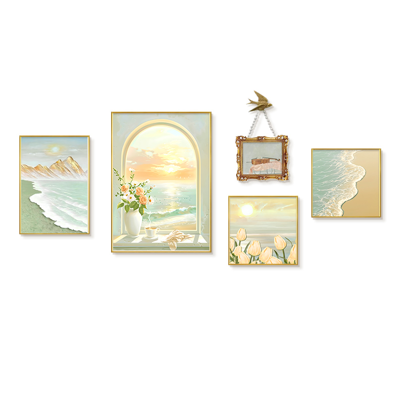 客厅装饰画奶油风沙发背景墙挂画风景画卧室餐厅高档轻奢壁画新款