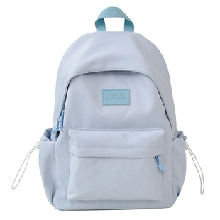 高颜值初中书包女生大学生纯色简约百搭背包大容量高中生双肩背包